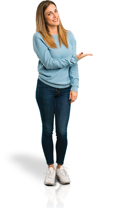 Mulher apontando para o formulário